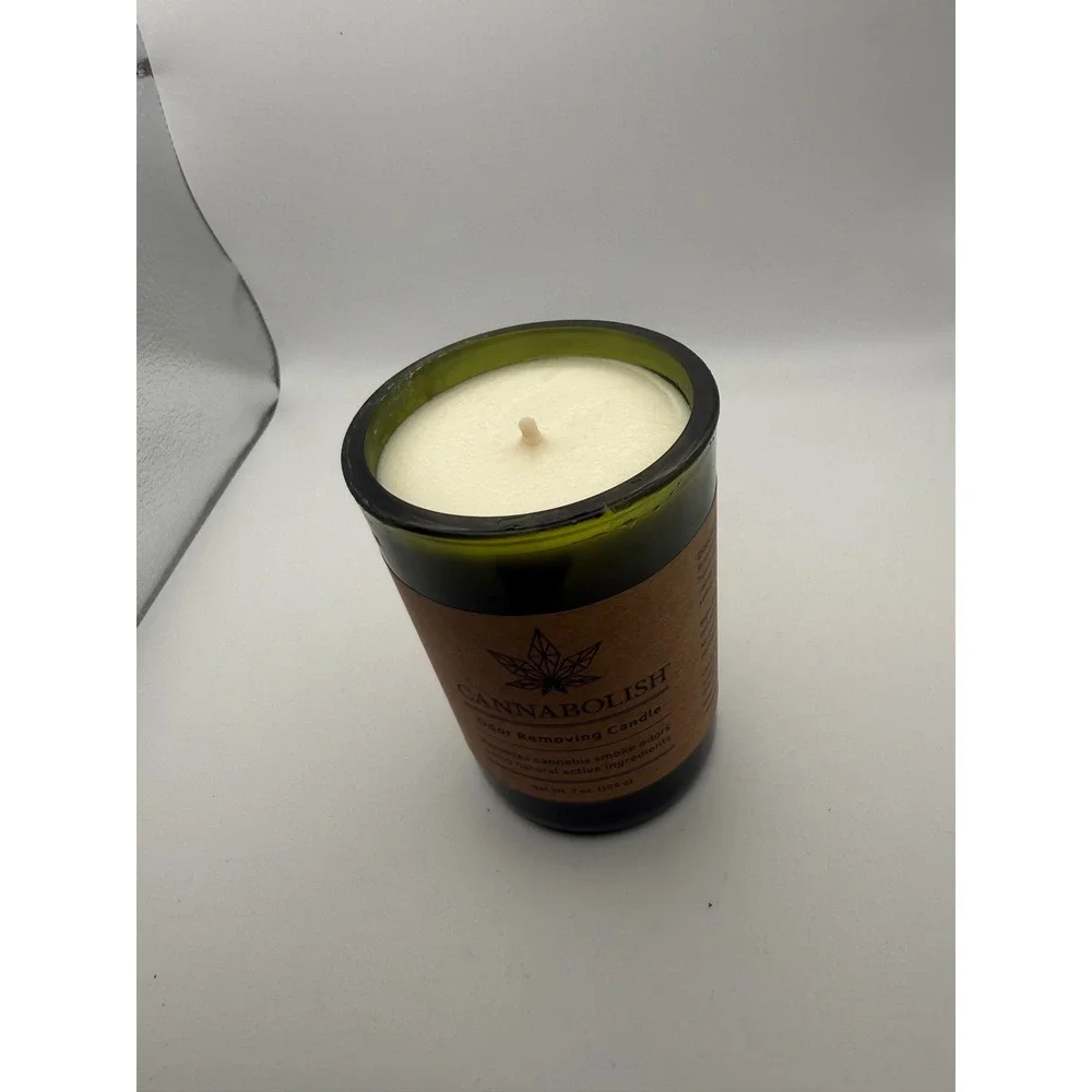 Cannabolish Odor Removing Candle 7oz Natural Smoke Neutralizer Green Glass Jar